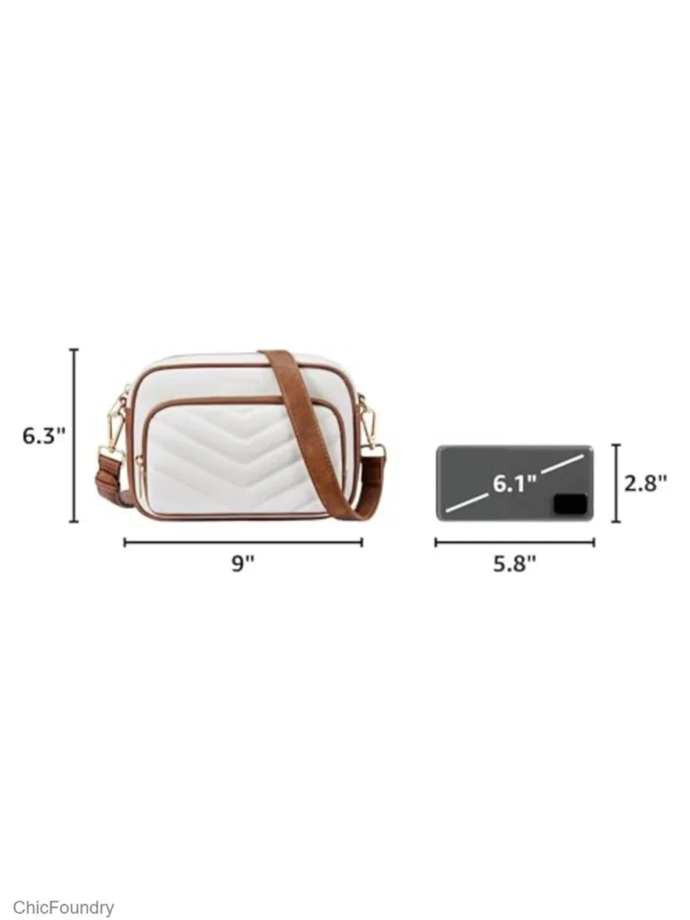 Quilted Crossbody Bag with Built-in RFID Wallet Vegan Leather